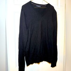 Banana Republic Men's Sweater Extra Fine Merino Wool Large Black V Neck